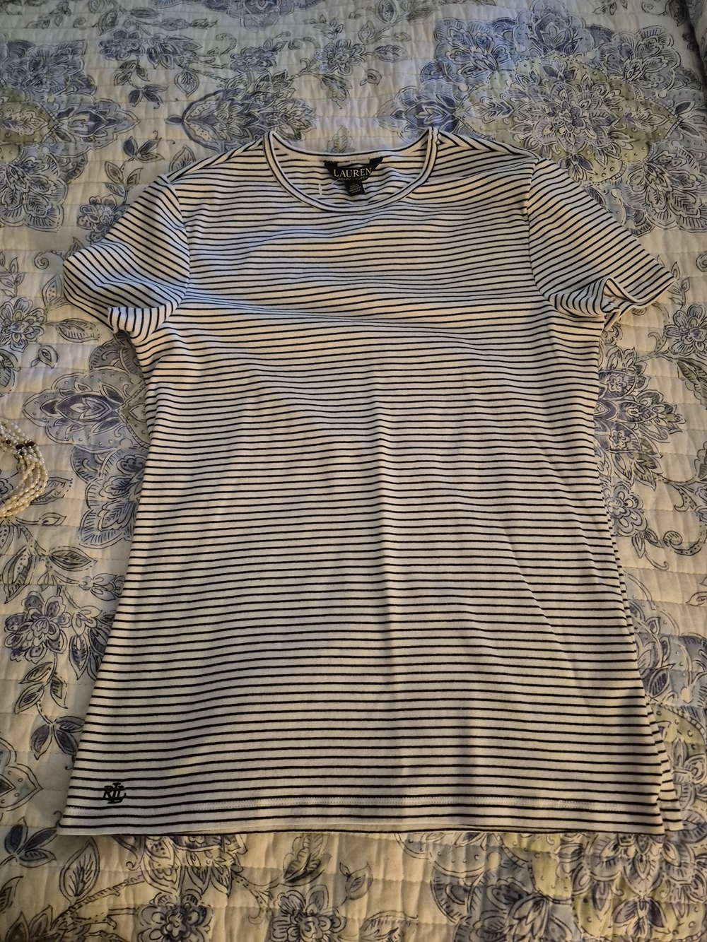 Ralph Lauren White Tee with Black Stripes